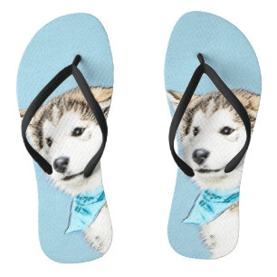 Siberian Husky Puppy Painting - Original Dog Art Thongs