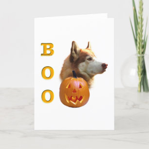 Siberian Husky (red) Boo Card