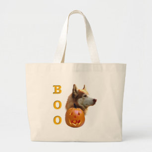 Siberian Husky (red) Boo Large Tote Bag