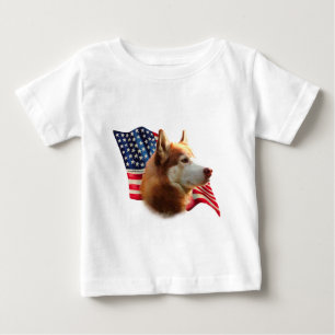 Siberian Husky (red) Flag Baby T-Shirt