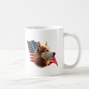 Siberian Husky (red) Flag Coffee Mug