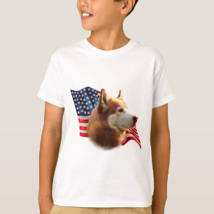 Siberian Husky (red) Flag T-Shirt