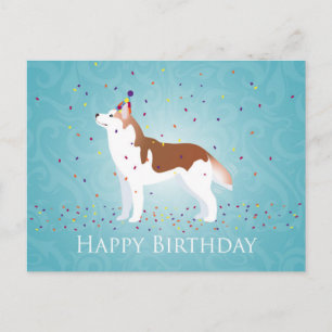 Siberian Husky - Red - Happy Birthday Design Postcard