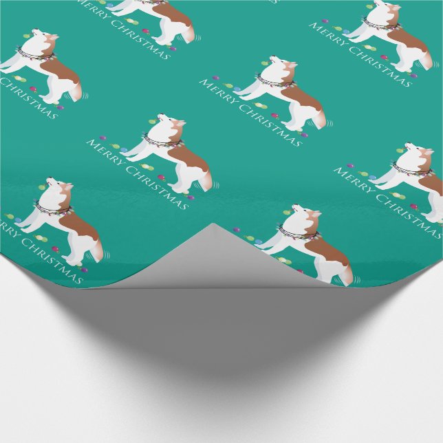 Siberian Husky - Red - Merry Christmas Design Wrapping Paper (Corner)