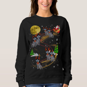 Siberian Husky Reindeer Christmas Dog Riding Santa Sweatshirt