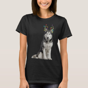 Siberian Husky Reindeer Christmas Dog T-Shirt