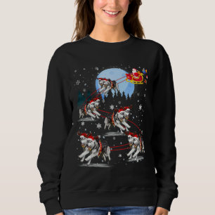 Siberian Husky Reindeer Sleigh Santa Christmas Pa Sweatshirt