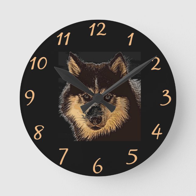 Siberian Husky Round Clock (Front)