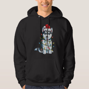 Siberian Husky Santa Christmas Tree Lights Xmas Do Hoodie