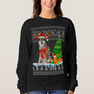 Siberian Husky Santa Funny Christmas Ugly Pajama X Sweatshirt
