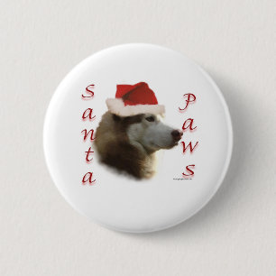 Siberian Husky Santa Paws 6 Cm Round Badge