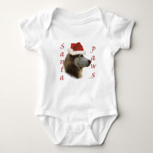 Siberian Husky Santa Paws Baby Bodysuit