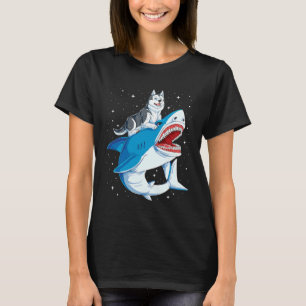 Siberian Husky Shark Jawsome Dog Space T-Shirt