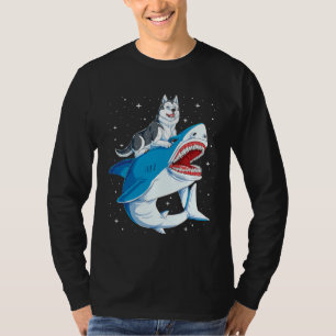 Siberian Husky Shark Jawsome Dog Space T-Shirt
