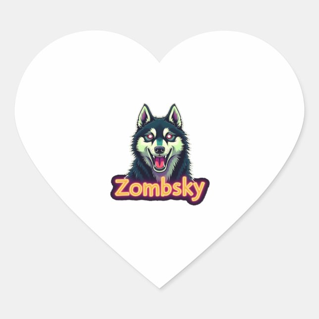 Siberian Husky Sibe Zombie Dog Halloween Essential Heart Sticker (Front)
