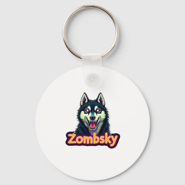 Siberian Husky Sibe Zombie Dog Halloween Essential Key Ring (Front)