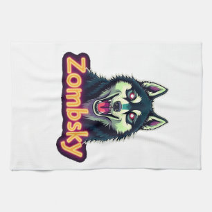 Siberian Husky Sibe Zombie Dog Halloween Essential Tea Towel