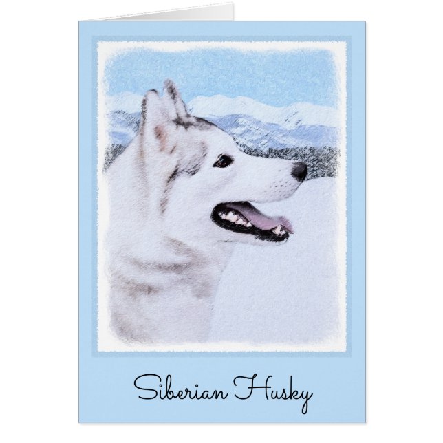 Siberian Husky (Silver and White) Painting Dog Art (Front)