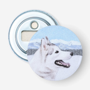 Siberian Husky (Silver and White) Painting Dog Art Bottle Opener