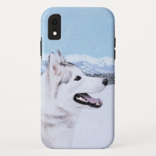 Siberian Husky (Silver and White) Painting Dog Art iPhone XR Case