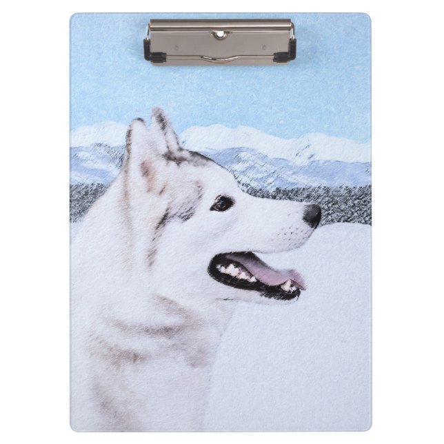 Siberian Husky (Silver and White) Painting Dog Art Clipboard (Front)