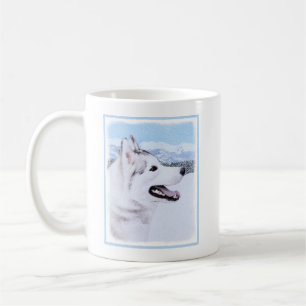 Siberian Husky (Silver and White) Painting Dog Art Coffee Mug