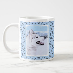 Siberian Husky (Silver and White) Painting Dog Art Large Coffee Mug