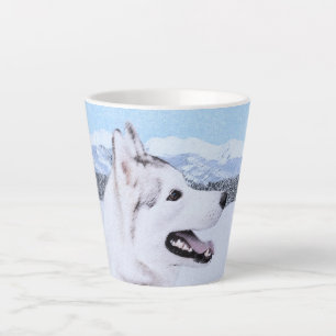 Siberian Husky (Silver and White) Painting Dog Art Latte Mug