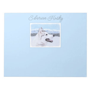 Siberian Husky (Silver and White) Painting Dog Art Notepad