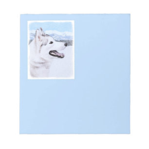 Siberian Husky (Silver and White) Painting Dog Art Notepad