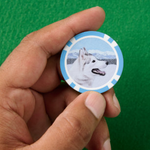 Siberian Husky (Silver and White) Painting Dog Art Poker Chips