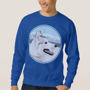 Siberian Husky (Silver and White) Painting Dog Art Sweatshirt