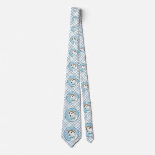 Siberian Husky (Silver and White) Painting Dog Art Tie