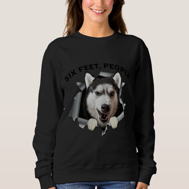 Siberian Husky Six Feet People Face Mask Sweatshirt (Front)