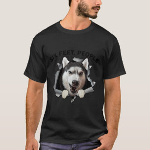 Siberian Husky Six Feet People Face Mask T-Shirt