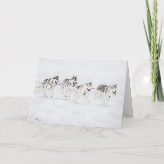Siberian Husky Sled Dog Racing Team Card (Front)