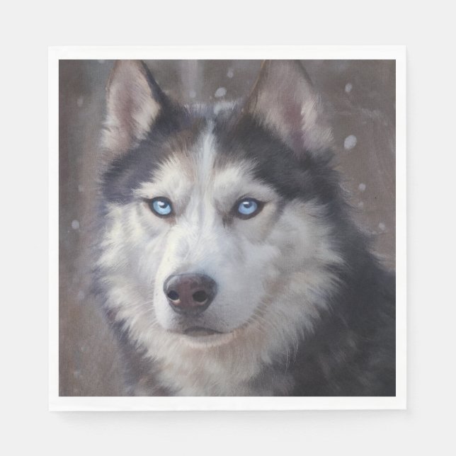 Siberian Husky Snow Napkin (Front)