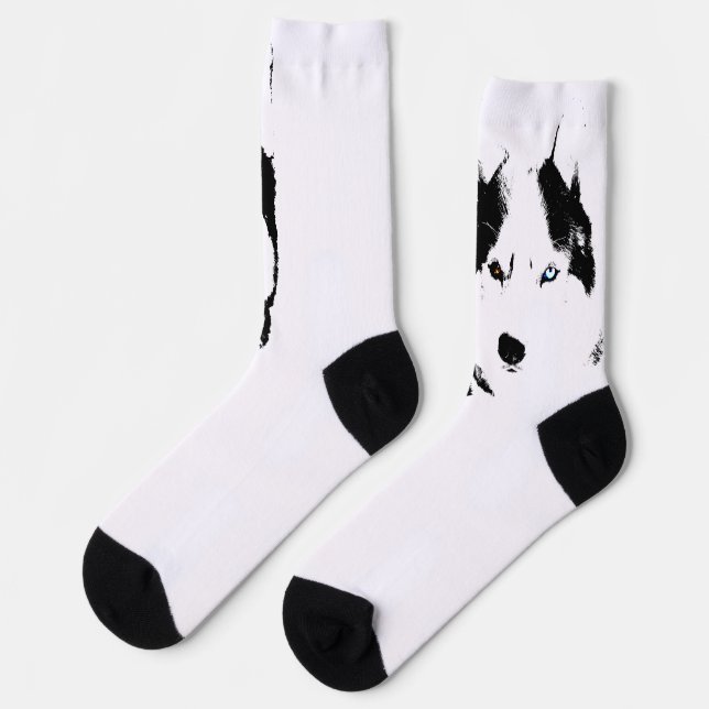 Siberian Husky Socks Husky Eyes Socks Customize (Left)