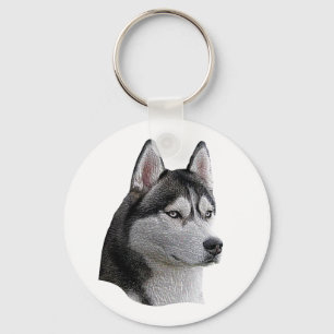 Siberian Husky - Stylised Image - Add Your Text Key Ring
