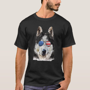 Siberian Husky Sunglasses American Usa Flag 4th Of T-Shirt