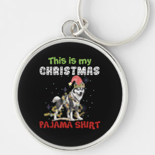 Siberian Husky This Is My Christmas Pajama Xmas Key Ring