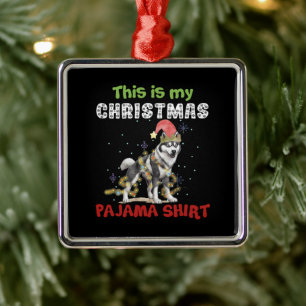 Siberian Husky This Is My Christmas Pajama Xmas Metal Ornament