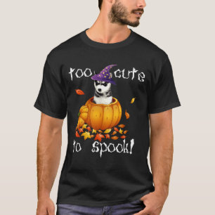 Siberian Husky Too Cute To Spook Halloween Dog Sti T-Shirt