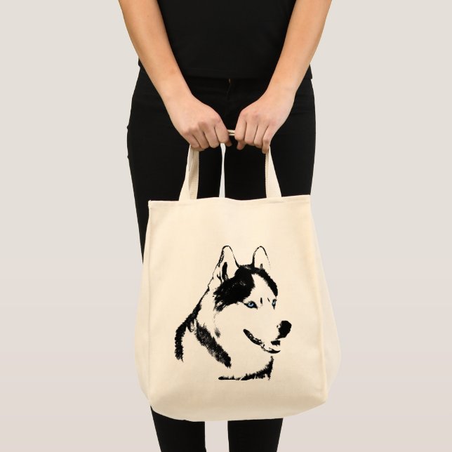 Siberian Husky Tote Bag Husky Malamute Beach Bags (Front (Product))