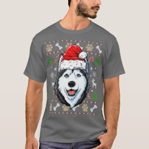 Siberian Husky Ugly Christmas Santa Hat Xmas Dog B T-Shirt