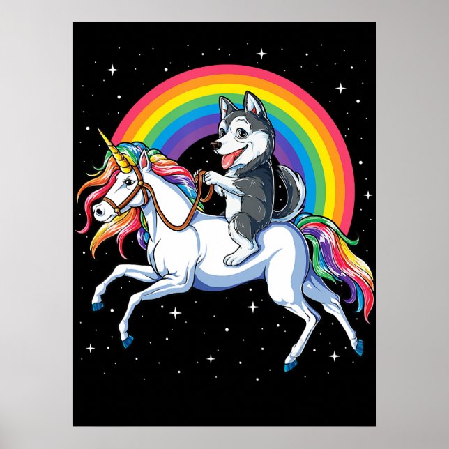 Siberian Husky Unicorn Girls Space Galaxy Poster (Front)