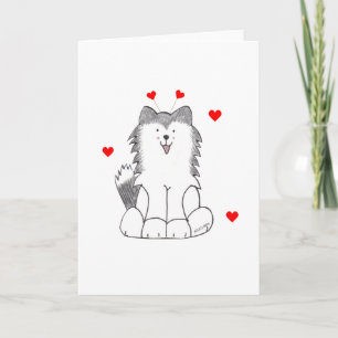 Siberian Husky Valentine Ears Holiday Card