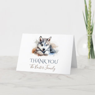 Siberian Husky Watercolor Thank You Card