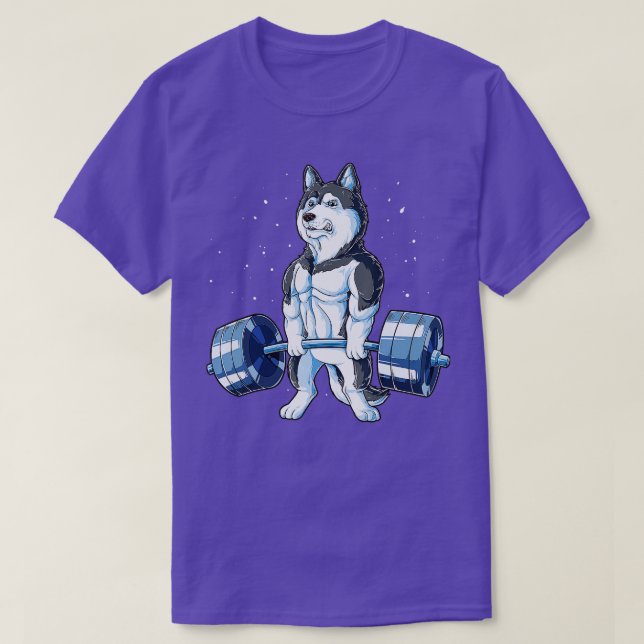 Siberian Husky Weightlifting Funny Deadlift Men Fi T-Shirt (Design Front)