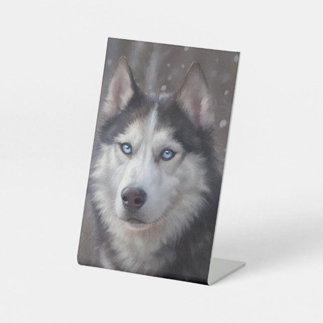 Siberian Husky Winter Pedestal Sign (Front)
